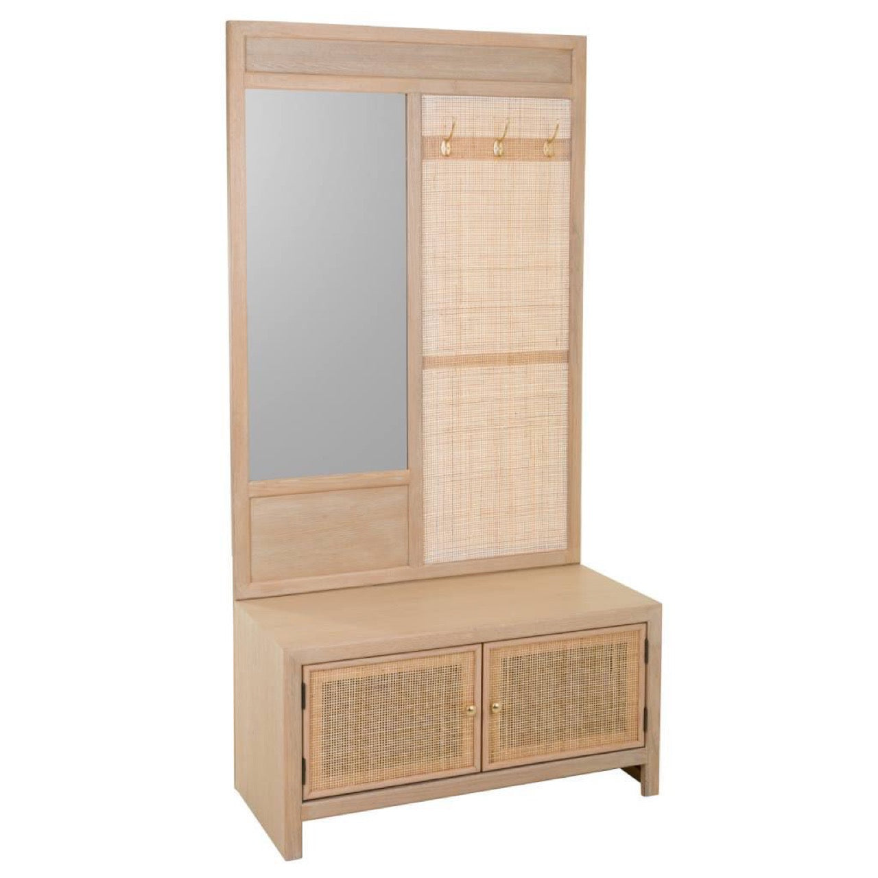 Recibidor Banco de Madera de Ratán y Rejilla - "Trento"