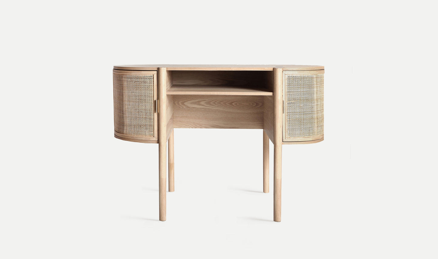 Escritorio de Estilo Nórdico de Madera y Ratán - "KILA"
