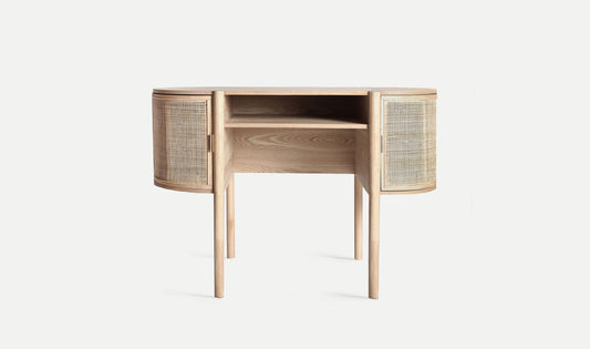 Escritorio de Estilo Nórdico de Madera y Ratán - "KILA"