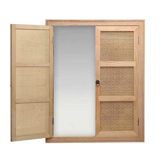 Espejo con Contraventanas de Madera y Ratán - “Trento”