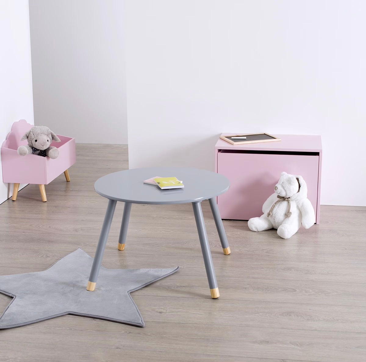 Mesa Infantil Redonda Gris - " Dulzura"
