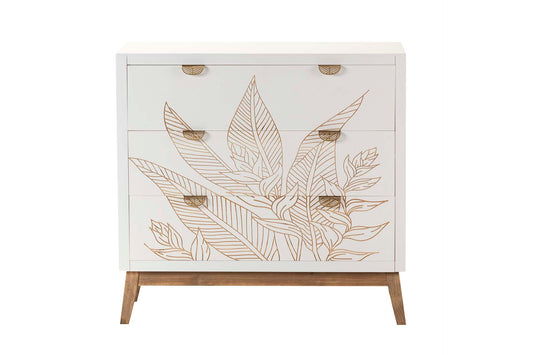 Cómoda de Madera Tallada Hojas Tropicales - “Albina"
