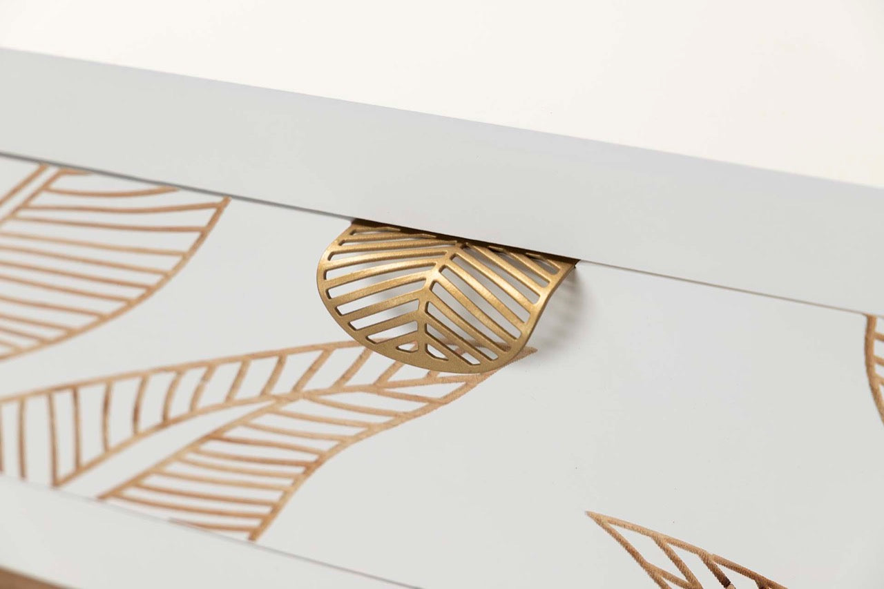 Consola de Madera Tallada Hojas - "Albina"