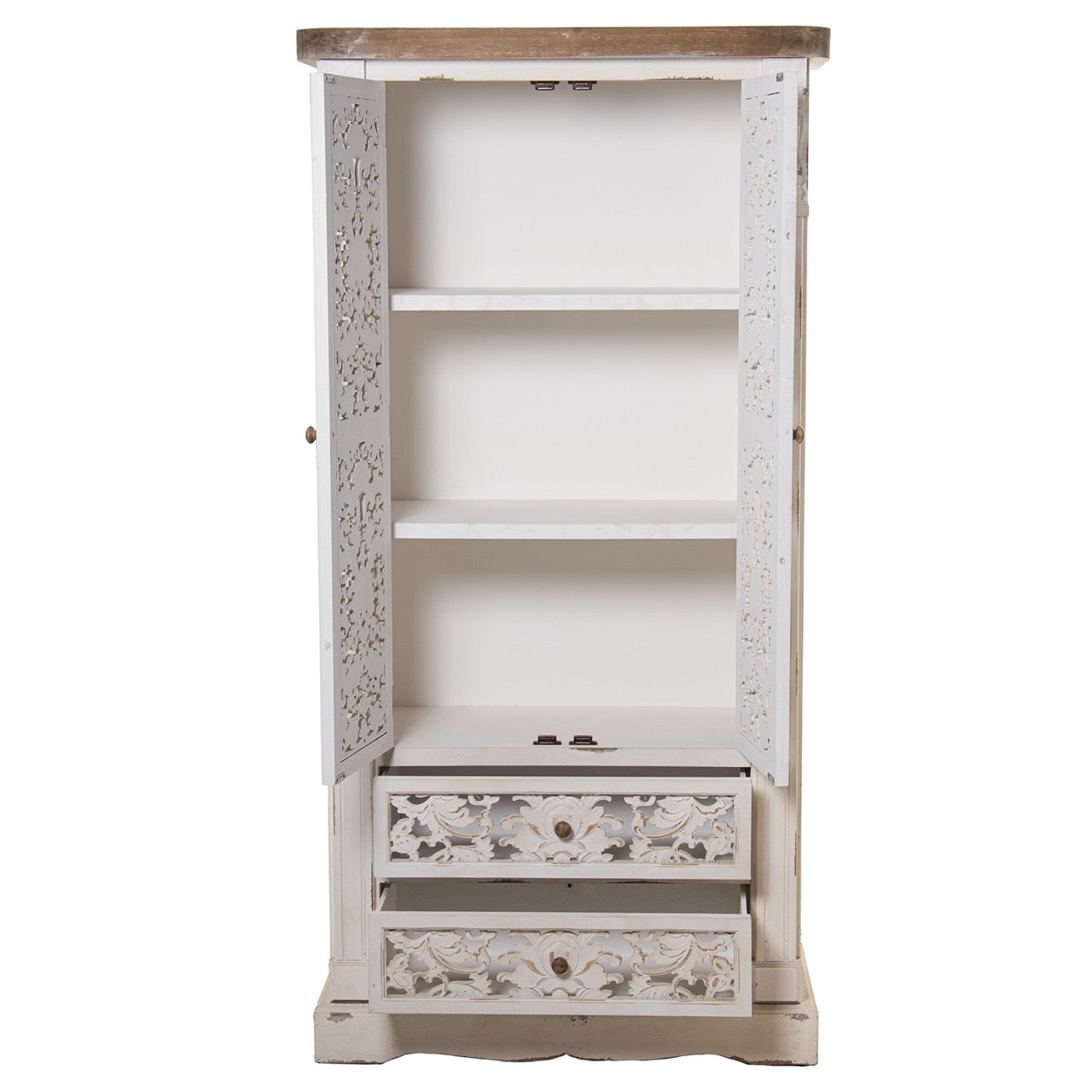 Armario Blanco Tallado de Madera de Abeto - "Kummy"