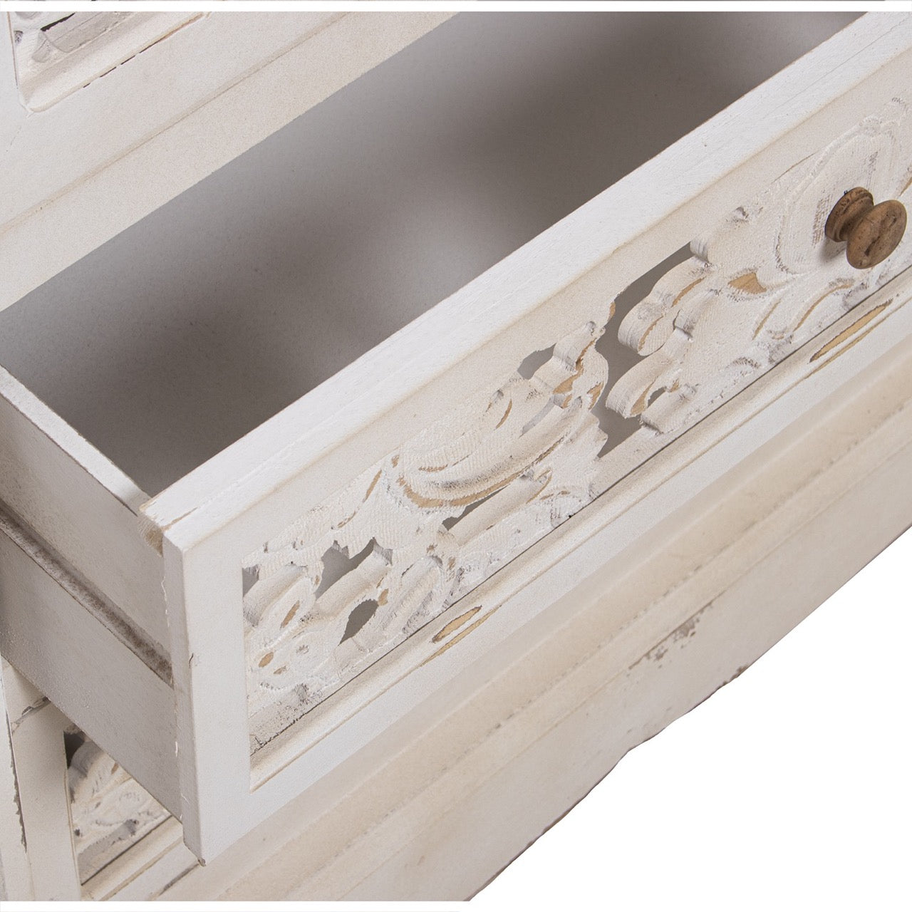Armario Blanco Tallado de Madera de Abeto - "Kummy"