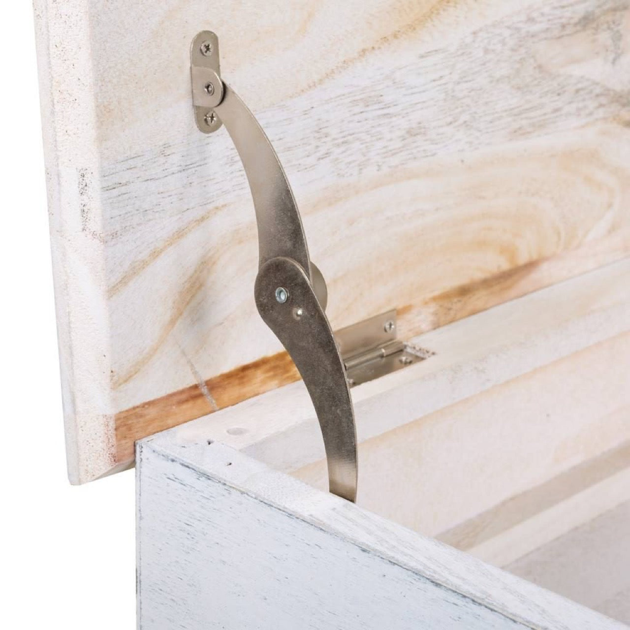 Banqueta - Baúl Blanco Desgastado de Madera con 2 Cajones - "IVI"