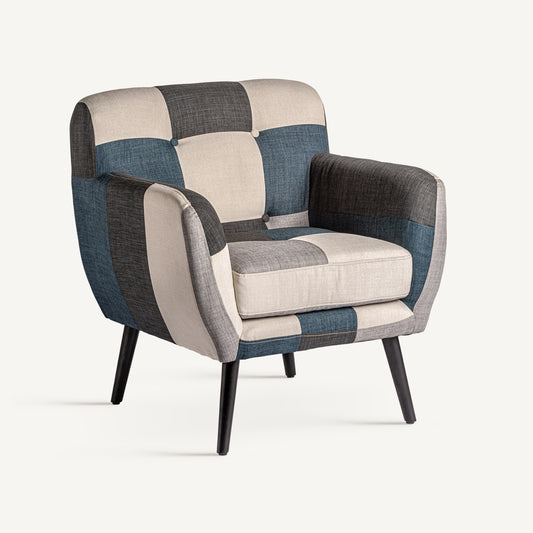 Sillón de Tela Azul y Gris - "Dianor"