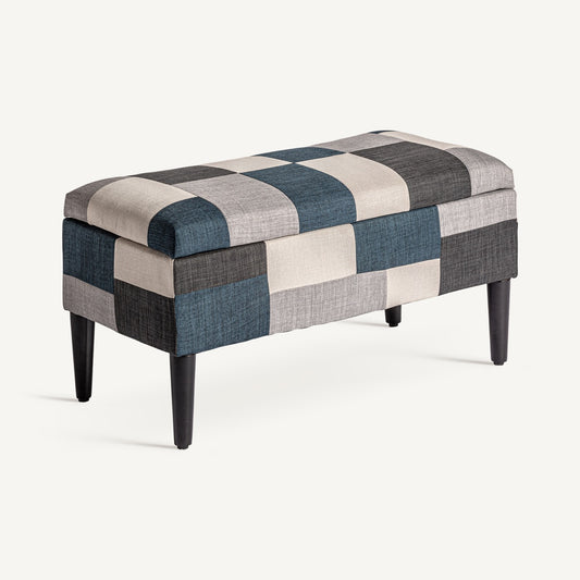 Banco Baúl de Tela Azul y Gris - "Dianor"