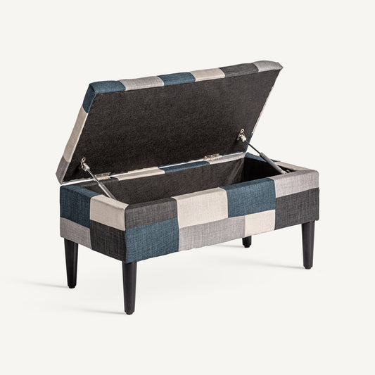 Banco Baúl de Tela Azul y Gris - "Dianor"