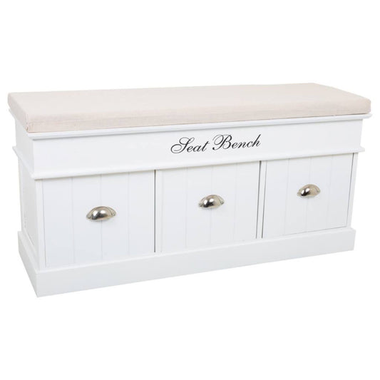 Banqueta - Baúl Blanco de Madera con 3 Cajones - "IVI"