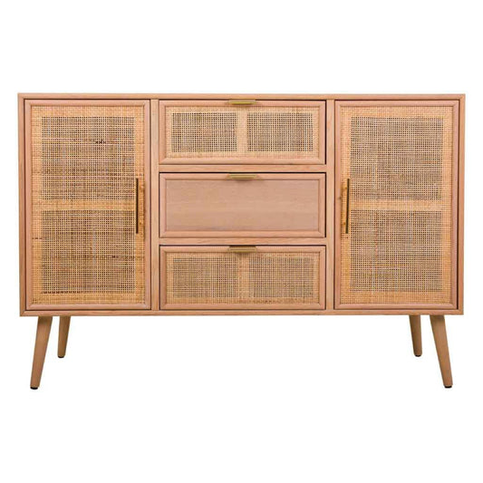 Aparador de Madera Rejilla y Ratán 2P+3C - "Trento"