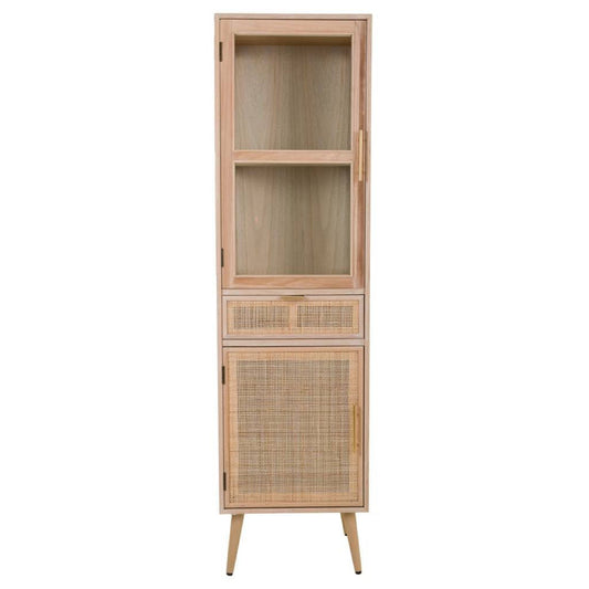 Vitrina de Madera Ratán y Rejilla Puerta Cristal - "Trento"