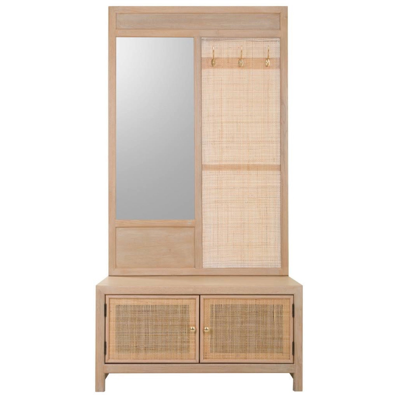 Recibidor Banco de Madera de Ratán y Rejilla - "Trento"