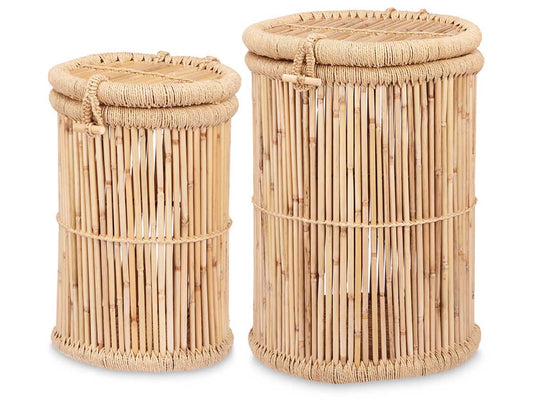 Conjunto de Baúles Redondos de Madera y Bambú - “Zanzibar”