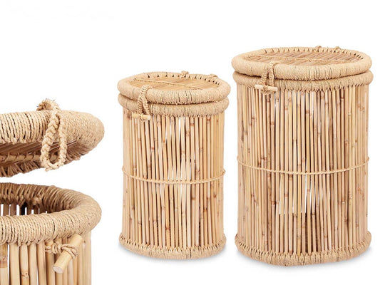 Conjunto de Baúles Redondos de Madera y Bambú - “Zanzibar”