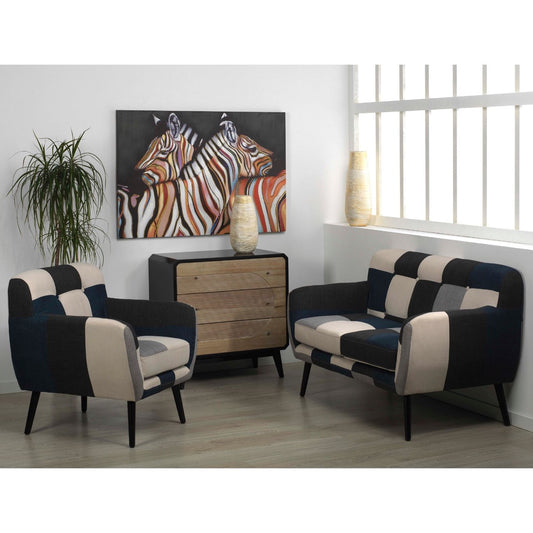 Sillón de Tela Azul y Gris - "Dianor"