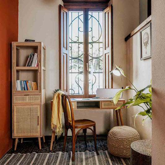 Consola de Madera de Rejilla y Ratán 2C - "Trento”