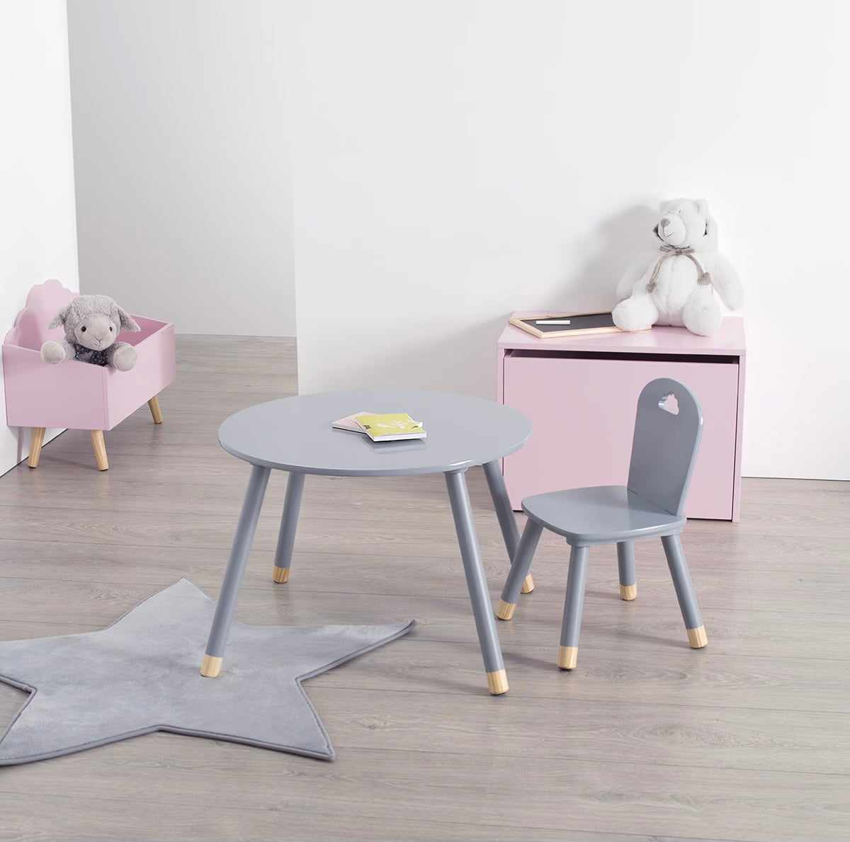 Mesa Infantil Redonda Gris - " Dulzura"