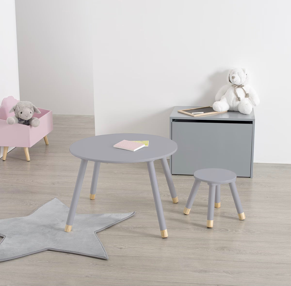 Mesa Infantil Redonda Gris - " Dulzura"