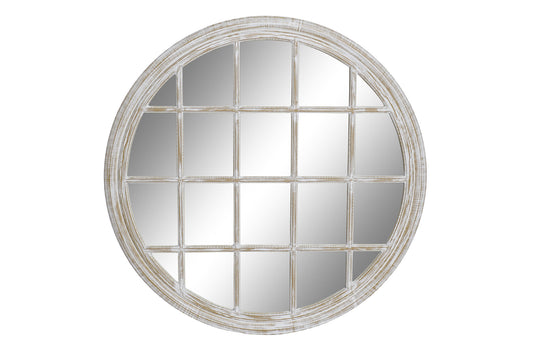 Espejo Redondo Ventana de Madera Blanco - "Nova"