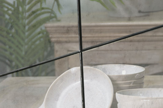 Espejo Ventana Desgastado de Metal Negro "LOFT" - 120x120cm