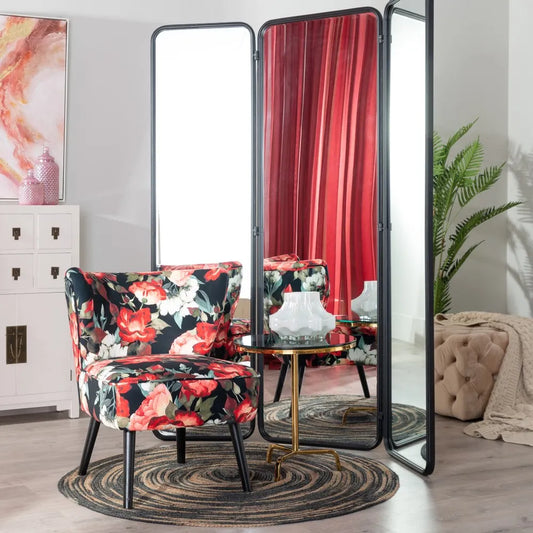 Biombo Negro de Hierro y Espejo - "Factory"