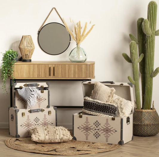 Espejo Redondo Negro con Cuerda de Yute - “TOP” - Ø38cm