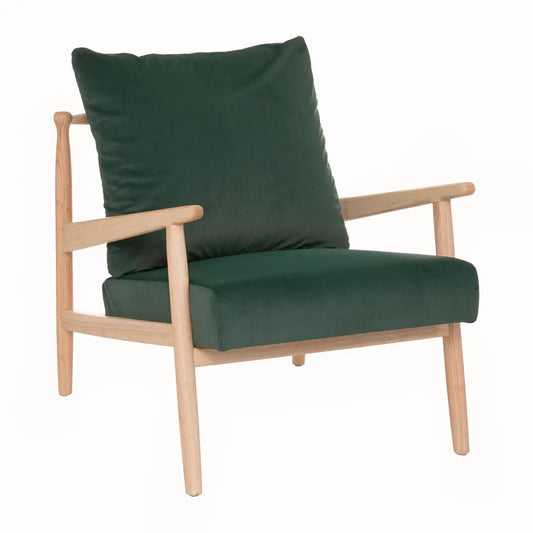 Sillón de Terciopelo Verde y Madera - “Alicante”