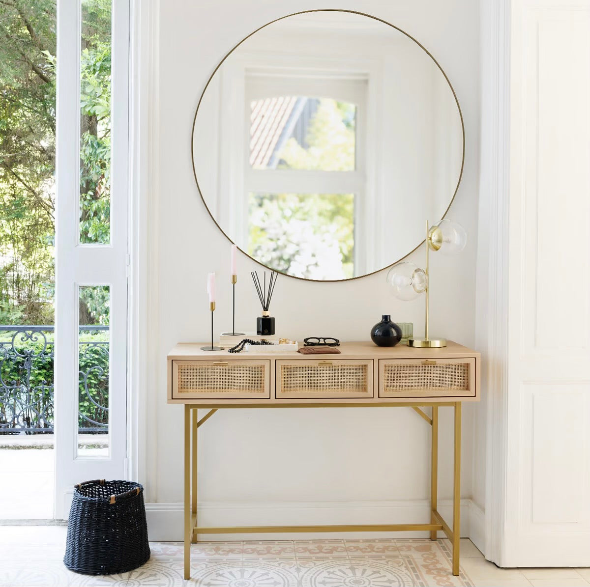 Espejo Negro de Metal - “Alice” - Ø110cm