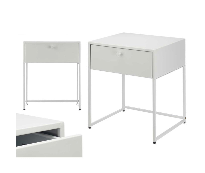 Mesita de Noche de Metal Gris Pastel - “Meta”