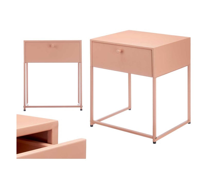 Mesita de Noche de Metal Rosa Pastel - “Meta”