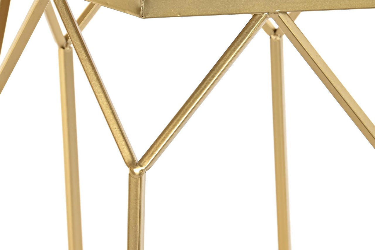 Mesas Auxiliares Doradas Metal y Espejo - S/2 - "GLAM"