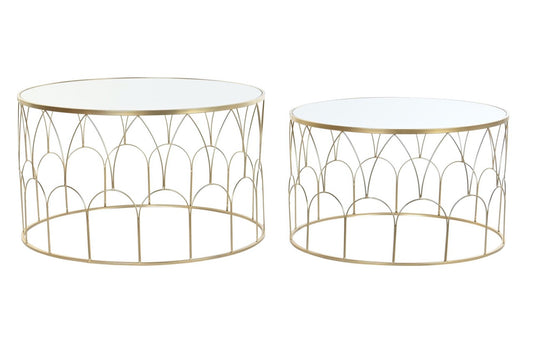 Mesas Auxiliares Doradas de Metal y Espejo - S/2 - "GLAM"
