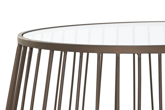 Mesas Auxiliares Metal y Cristal Negro - S/2 - "GLAM"