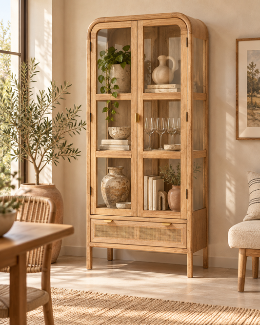 Vitrina de Madera y Ratán dos puertas - "Nudo"