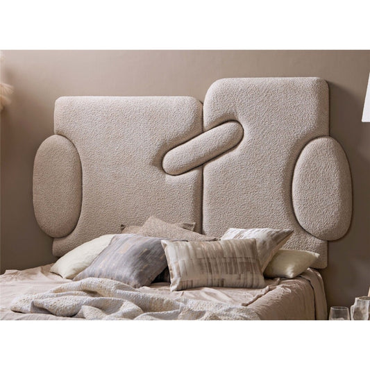 Cabecero de Cama de Rizo Beige - "Contemporáneo"
