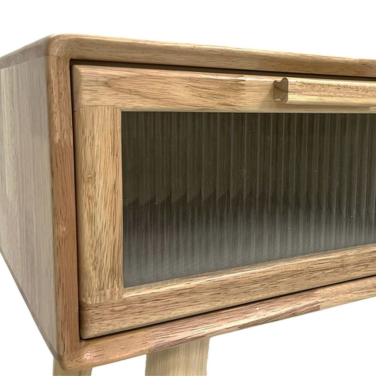 Consola de madera natural y cristal - AURA