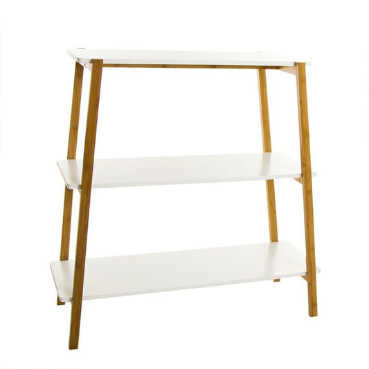 Estantería Blanca de Madera y Bambú - "Nordic"
