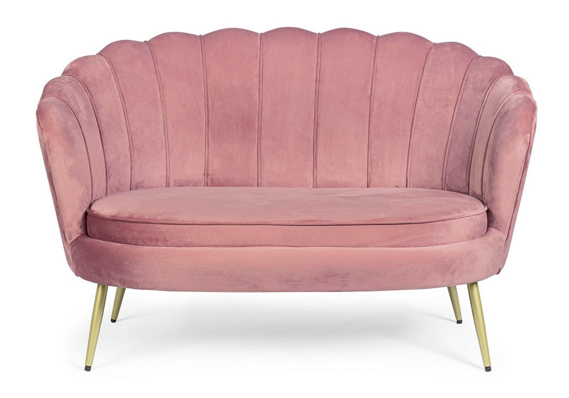 Sofá de Terciopelo Rosa Pastel - “Concha”
