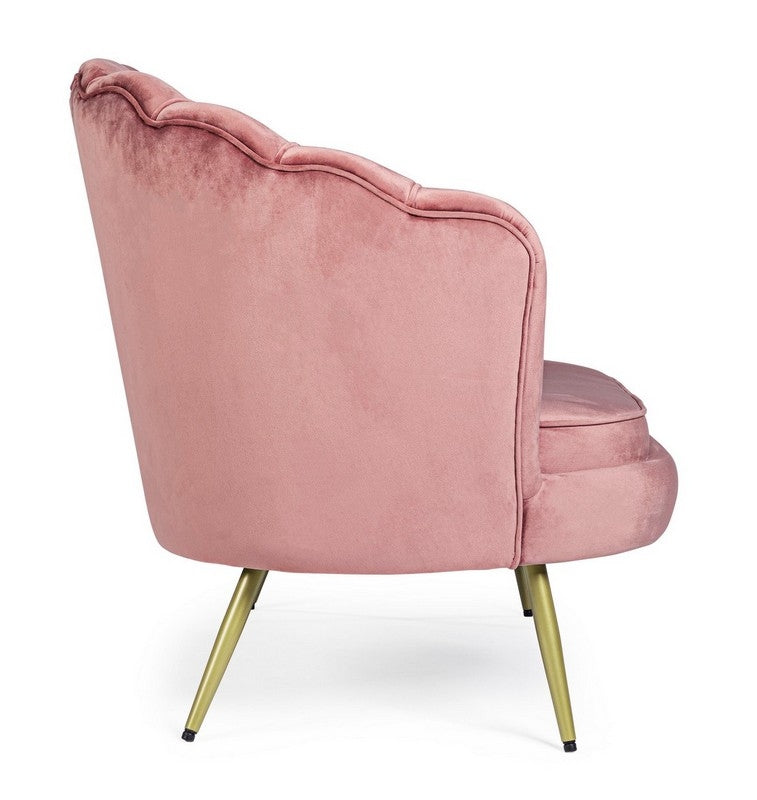 Sofá de Terciopelo Rosa Pastel - “Concha”