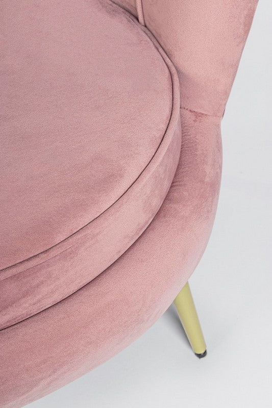 Sofá de Terciopelo Rosa Pastel - “Concha”