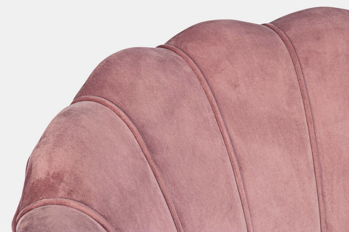 Sofá de Terciopelo Rosa Pastel - “Concha”