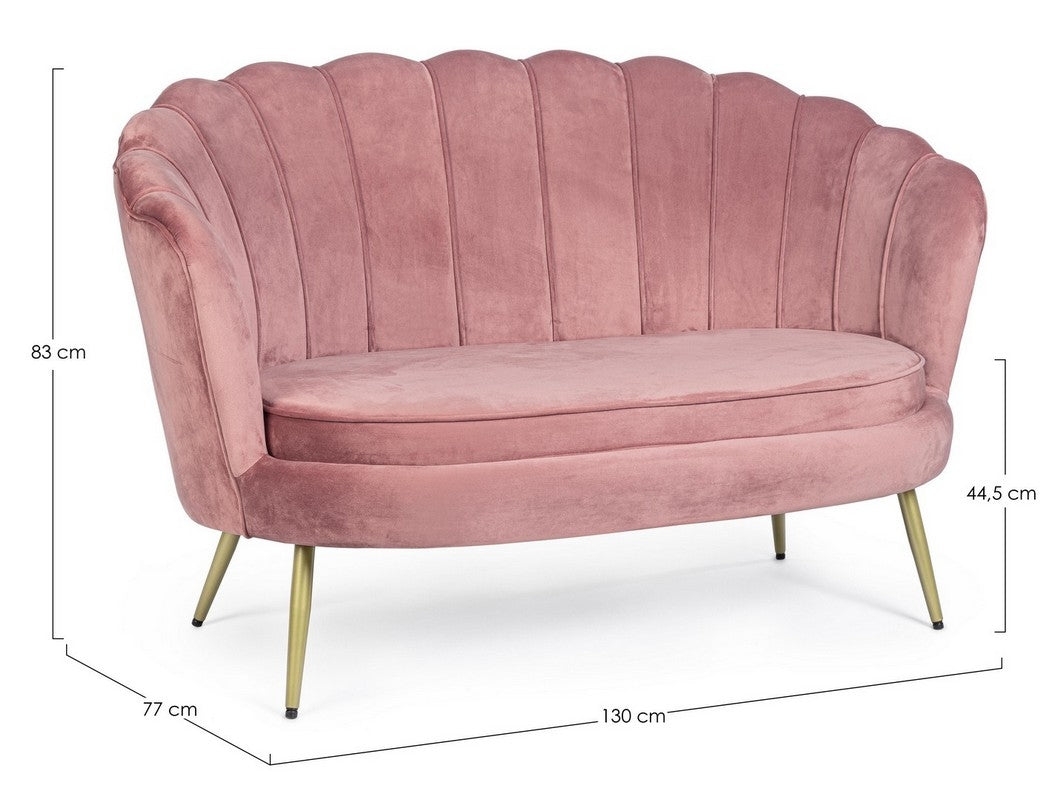 Sofá de Terciopelo Rosa Pastel - “Concha”