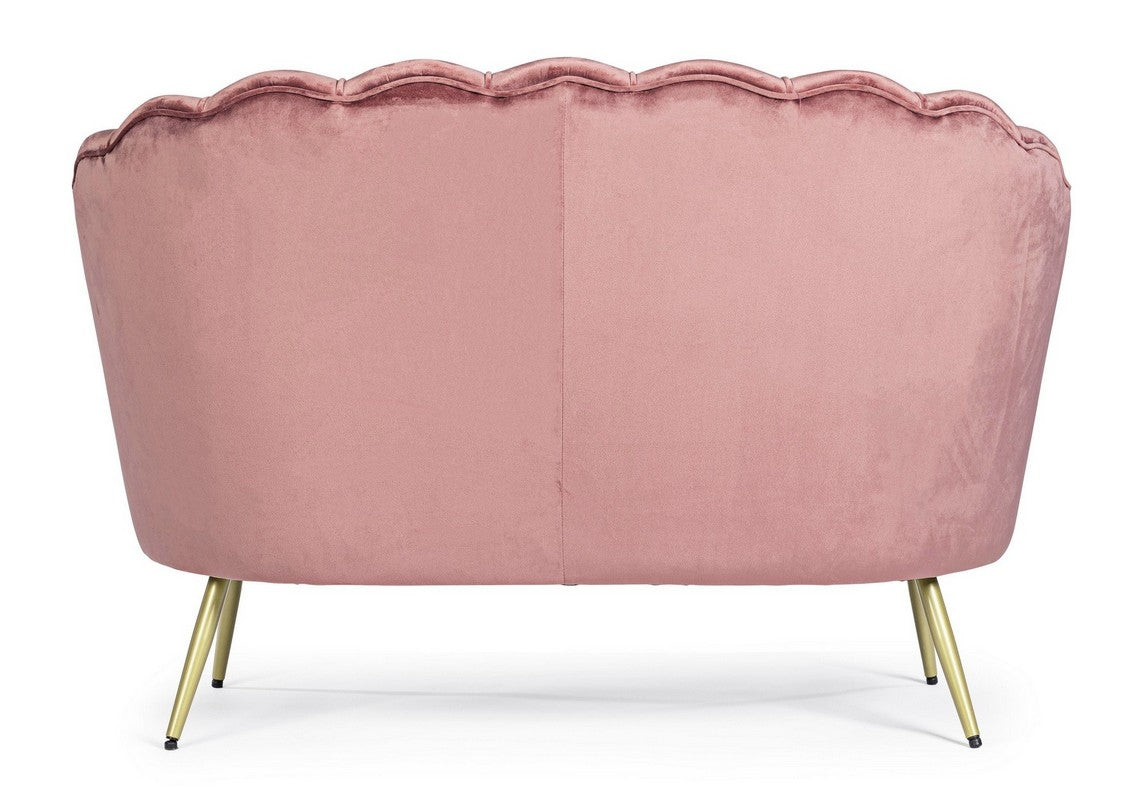Sofá de Terciopelo Rosa Pastel - “Concha”