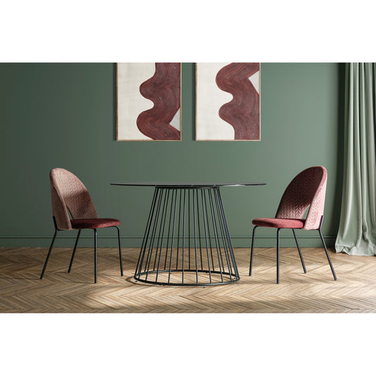 Mesa Redonda Efecto Mármol con Patas Negras - "Celi"