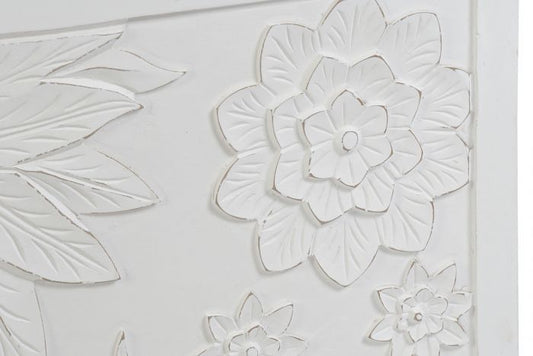 Cabecero Blanco de Madera Tallada - “Flores”