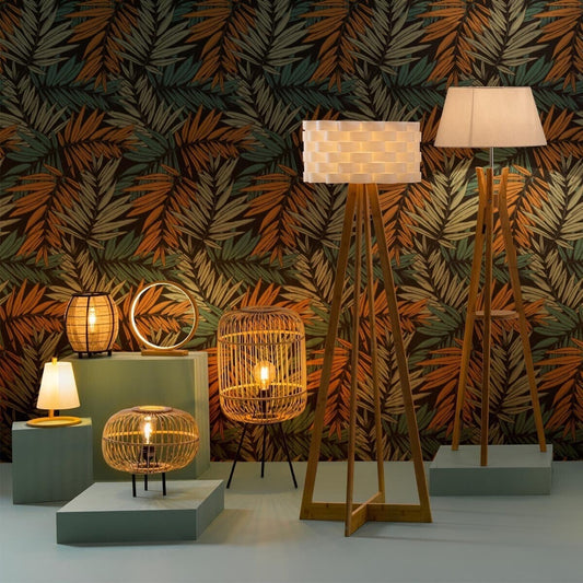 Lámpara de Pie Trípode de Bambú - "Kalo"