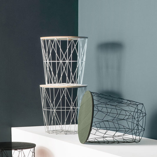 Mesa Auxiliar Gris Kumi con tapa de Madera