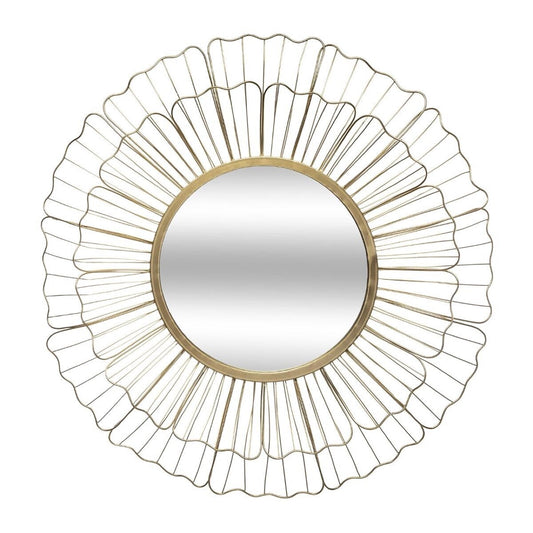 Espejo de Metal Dorado - "Flower" - Ø66,7CM