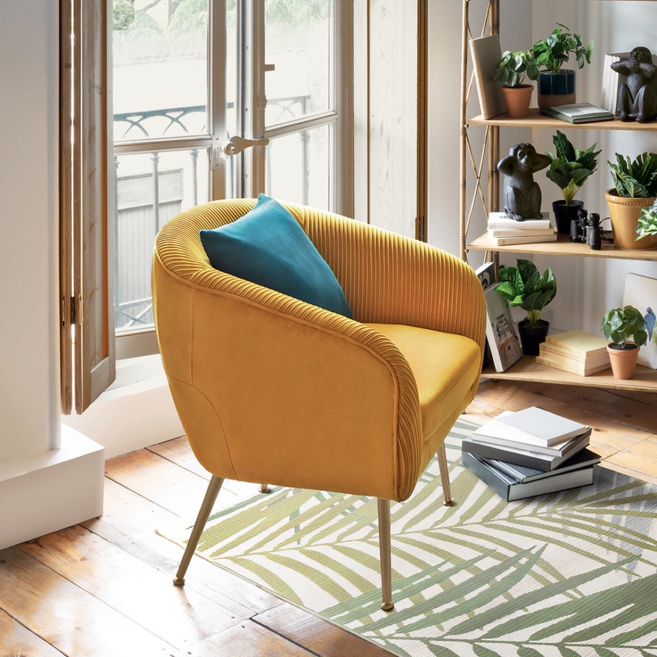 Sillón de Terciopelo Mostaza - "Solaro"